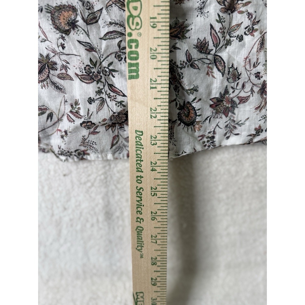 J Jill Shirt Women plus 2X White Floral Flowy Boxy Collared Button Front Prairie - Picture 12 of 16